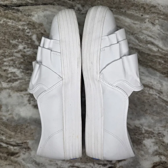 Keds Women s Triple Ruffle Leather Slip-on White Platform Sneaker Women's Sz 10 - Picture 5 of 10